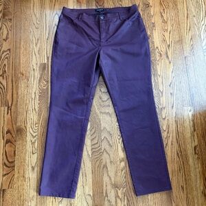 Lafayette 148 Thompson Mid-Rise Waxed Denim Jeans Women’s 16 Plum Stretch Slim